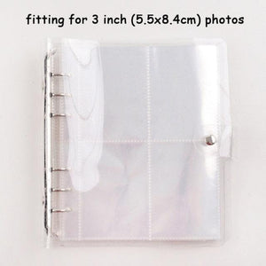 100/200 Pockets Photo Album 3/5 inches Mini Picture Case Name Card Storage Collect Book Photocard Shiny Clear 6-Ring Binder Cover Refillable Notebook Photo Album