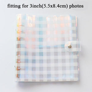 100/200 Pockets Photo Album 3/5 inches Mini Picture Case Name Card Storage Collect Book Photocard Shiny Clear 6-Ring Binder Cover Refillable Notebook Photo Album