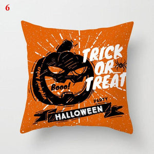 Halloween Cushion Cover Soft Linen Pillow Case Sofa Decoration Pumpkin Printed Pillow Case Orange And Black Pillow Cover For Living Room Car Pillowcase Home Supplies