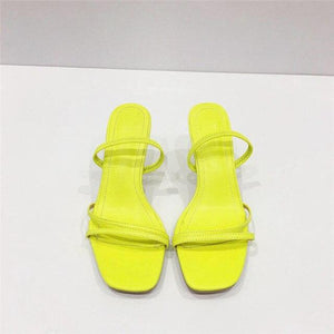 Colorful Women Sandals Slides Slippers Square Open Toe Slip On Thin Mid Heels Pumps Casual Narrow Band Open Toe Sandals Flip Flops Slip On Fashion Dress Heels Back High Heel Slide Slipper