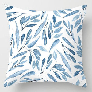 Modern Simple Blue Geometric Pillow Cover Home Sofa Decorative Blue Sea Texture Cotton Linen Cushion Home Decorative Pillow Case 45x45cm