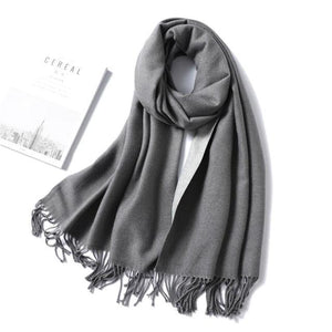New Fashion Winter Soft Thick Warm Colorful Cashmere Scarf Elegant Escharpe Shawls Scarf Shawls Wraps Lightweight Lady Solid Scarves Fashion Tassels Blanket For Women