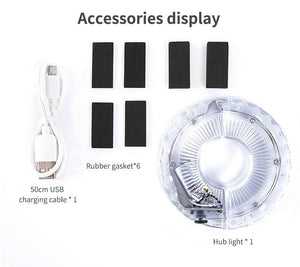 Smart LED Bicycle Wheel Light Bike Front Tail Hub Spoke Lamp Rechargeable Kids Balance Bike Light Colorful Bicycle Hub Light With Optical Design Vibration Sensor USB Rechargeable Waterproof Good Bike Gift For Teenagers