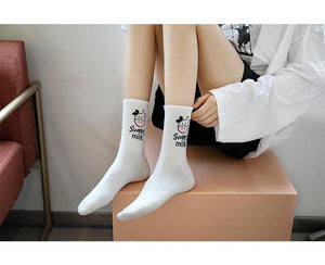 New Fashion Cow Print Cute Animals White Cartoon Socks Cute Happy Socks Unisex Fashion Socks Cow Style Breathable Socks For Men And Women