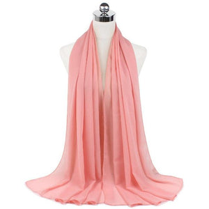 Luxury Fashion Long Soft Solid Chiffon Scarf Head Wrap Echarpe Shawl Lightweight Headscarf Instant Ready To Wear Elegant Hijab Scarf Wrap Muslim Shawl Islamic Hijabs Arab Wrap Head Scarves For Women