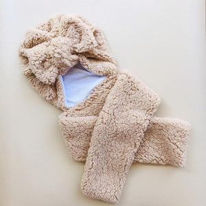 Baby Cotton Hat  Autumn Winter Children Scarf Hat Sets  Bowknot Ear Baby Girl Boy Warm Beanies Cap Neck Warmer Scarf Fleece Balaclava Hood Ski Mask Cold Weather Face Mask Neck Warmer Winter Nose Warmer