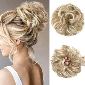 Hair Bun Extensions Messy Curly Elastic Hair Scrunchies Hairpieces Synthetic Chignon Donut Up-do Hair Pieces Clip in Hair Extension For Volumized Hair Buns For Girls
