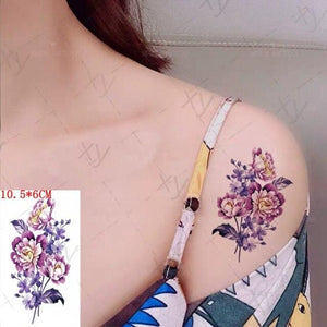 Waterproof Temporary Tattoo Lavender Stickers Butterfly Flower Luxury Small Tattoo For Body Arm