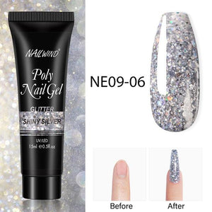 New Poly Nail Polish Gel Extension Glitter Gel Nails Manicure Design UV Reflective Diamond Shine