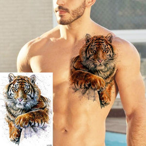 Big Black Tiger Tattoos Waterproof Leopard Tatoos Large Monster Body Arm Legs Tattoo Cool Tiger Face Temporary Tattoos For Women Men