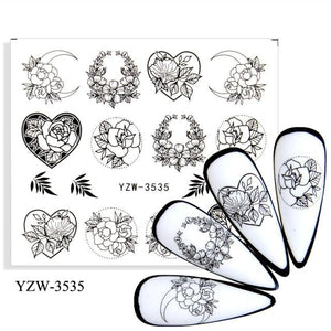 Water Decal Nail Art Decorations Nail Sticker Tattoo Full Cover Beauty Decals Manicure Supplies Accessories  Women Kids Girls Manicure Decoration Nail Art Supplies 3D Self-Adhesive Nail Decals Designer Nail Stickers for Acrylic Nails
