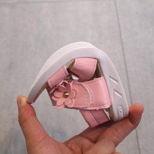 Children's Shoes Summer Style Sandals Girls Princess Beautiful Flower Shoes Kids Flat Sandals Baby Girl Girls Strappy Sandals With Flowers Open-Toe Dress Sandals Beautiful Outdoor Party Sandals