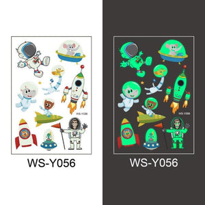 Luminous Tattoo Stickers Temporary Animal Tattoos Glow Paste on Face Arm Leg Fluorescent Waterproof Fake Tattoo For Kids Girls