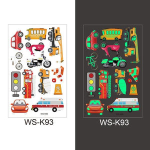 Luminous Tattoo Stickers Temporary Animal Tattoos Glow Paste on Face Arm Leg Fluorescent Waterproof Fake Tattoo For Kids Girls
