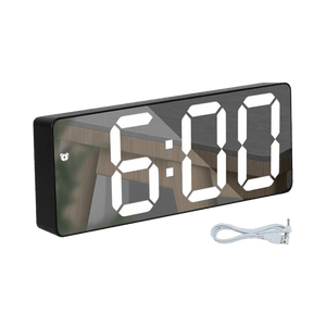 Digital Alarm Clock LED Digital Display Dual Alarm with USB Charger Port 0-100 Dimmer for Seniors Simple Bedside Big Number Alarm Clocks for Bedrooms LED Mirror Electronic Alarm Clocks Large LCD Display Digital Table Clock with Calendar Temperature