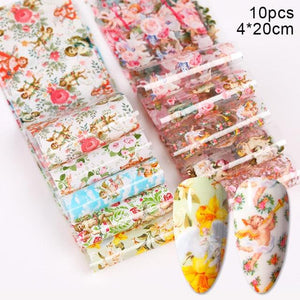 Nail Foils Marble Flower Series Iridescent Nail Art Transfer Sticker Paper Slider Nail Water Decal Design Manicures Decorations  Art Manicures Decoration New Gold Nail Transfer Foils for Nail Arts Nails Supply Holographic Effect Nail Art Foil Stickers Hol