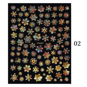 Sparkly Gold Bronzing Christmas 3D Snowflake Nail Stickers Colorful Sliver Glitter Xmas Elk Deer Socks Transfer Foil For Nails Snowflake Nail Art Stickers Decals Christmas Nail 3D Self Adhesive Nail Stickers for Acrylic Nails Snowflake Winter Slider
