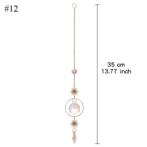 Home Decor Crystal Sun-catchers Window Pendant Hanging Curtain Wind-chimes Light Catcher Star Moon Pendant Rainbow Wind Chime Prisms Wind Chime Hanging Ornaments For Garden Home Christmas Decorations Gift