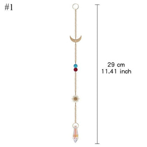 Home Decor Crystal Sun-catchers Window Pendant Hanging Curtain Wind-chimes Light Catcher Star Moon Pendant Rainbow Wind Chime Prisms Wind Chime Hanging Ornaments For Garden Home Christmas Decorations Gift