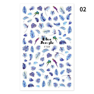 Blue Butterfly 3D Nail Stickers Flowers Leaves Self Adhesive Transfer Sliders Wraps Manicures Foils Decorations Decoration Tattoo Manicure Transfer Nail Decals Flowers Butterfly Designs Nails Supply Manicure Tips Design Nail Decoration