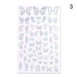 Blue Butterfly 3D Nail Stickers Flowers Leaves Self Adhesive Transfer Sliders Wraps Manicures Foils Decorations Decoration Tattoo Manicure Transfer Nail Decals Flowers Butterfly Designs Nails Supply Manicure Tips Design Nail Decoration