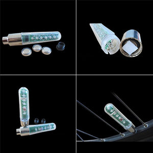 Bicycle Light Wheels Double-Sensing Sided Mountain Bike LED Lamp Riding Wheel Lights Neon Flashing Lamp Glow In The Dark Safety Warning Bike Lights For Night Riding