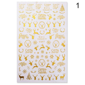 Gold Silver White Snowflakes 3D Nail Stickers Iridescent Self Adhesive Transfer Decals Manicures Art Decoration Slider  Nails Decals Sticker Hot Sexy Girl Tip Back Glue Decal Cool Lollipop Self Adhesive Acrylic Tips Tool Decoration