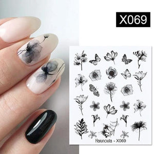 Egg Shell French Lines Water Decals Sticker Geometric Flowers Leaves Bubble Design Slider For Manicuring Nail Art Manicure Lips Nail Art Decorations Slider Nail Art Stickers Decals Nail Art Supplies Valentines Day 3D Self-Adhesive Nail Decorations