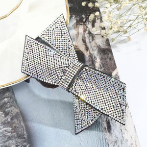 Crystal Big Bow Barrettes Hair Clips For Women Ponytail Holder Girls Hair Accessories Rhinestone Hairpins Fashion Hairgrips Band Accessories For Party
