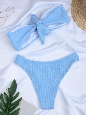 Women One-Shoulder Bikini Swimsuit Women Push Up Swimwear Women's Bathing Suit Comfortable Bikini Ribbed Two Piece Swimsuit Bikini Set Summer Bathing Suit Beach Wear Swimming Suit