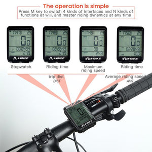 LCD Bike Code Meter Wired Wireless Mountain Bike Speedometer Bicycle Odometer Cycling Multifunctional And Waterproof Smart Backlight HD Digital LCD Big Display Auto Power Off And Wake-up Speedometer