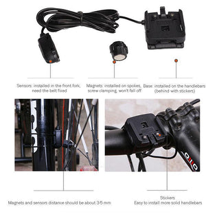 Bike Speed Meter Digital Bike Computer Multifunction Waterproof Sports Sensors Bicycle Computer Speedometer Waterproof 4 Line Display Odometer Cycling Multi Function Design