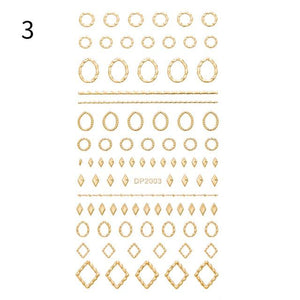 Black White 3D Nail Stickers Metal Gold Silver Geometric Tassel Strip Line Adhesive Transfer Decals Nail Art Design  Gold Silver Metal Nail Sticker  Metallic Curve Strip Line Nail Decal Self-Adhesive 3D Wave Design Nail Tips Decorations Manicure for Women