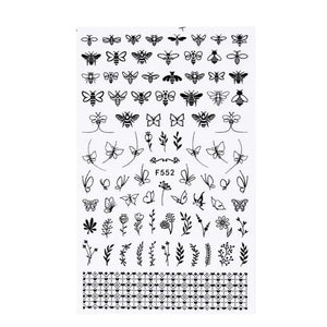 Black White 3D Nail Stickers Metal Gold Silver Geometric Tassel Strip Line Adhesive Transfer Decals Nail Art Design  Gold Silver Metal Nail Sticker  Metallic Curve Strip Line Nail Decal Self-Adhesive 3D Wave Design Nail Tips Decorations Manicure for Women