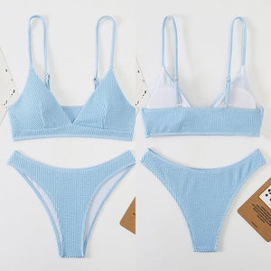 Women One-Shoulder Bikini Swimsuit Women Push Up Swimwear Women's Bathing Suit Comfortable Bikini Ribbed Two Piece Swimsuit Bikini Set Summer Bathing Suit Beach Wear Swimming Suit