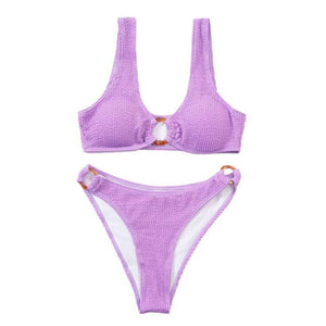 Women One-Shoulder Bikini Swimsuit Women Push Up Swimwear Women's Bathing Suit Comfortable Bikini Ribbed Two Piece Swimsuit Bikini Set Summer Bathing Suit Beach Wear Swimming Suit