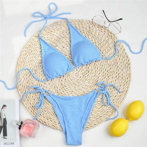 Women One-Shoulder Bikini Swimsuit Women Push Up Swimwear Women's Bathing Suit Comfortable Bikini Ribbed Two Piece Swimsuit Bikini Set Summer Bathing Suit Beach Wear Swimming Suit