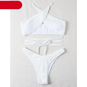 Women One-Shoulder Bikini Swimsuit Women Push Up Swimwear Women's Bathing Suit Comfortable Bikini Ribbed Two Piece Swimsuit Bikini Set Summer Bathing Suit Beach Wear Swimming Suit