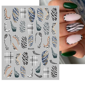 3D Nails Sticker Spring Cartoon Animals Flowers Leaves Self Adhesive Decals Sliders Nail Art Accessories Decoration Decal Self-Adhesive 3D Wave Design Decoration for Women Girls Tape Nail Art Stickers Decal Decoration