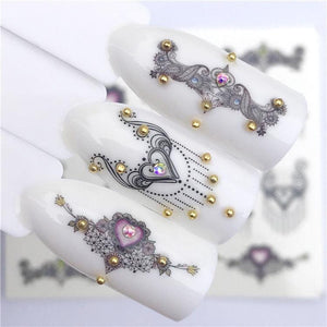 Fox Wolf Animal 3D Embossed Nail Sticker Flower Adhesive Manicure Slider Nail Art Tips Decorations Decals Manicure Design Golden Firework Star Accessories Heart Nail Art Stickers Glitter Decals Love Nail Sequins Laser Heart Nail