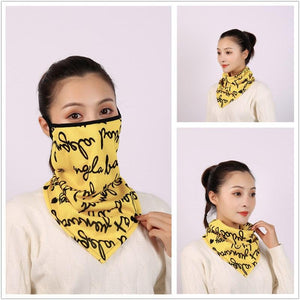 Cotton Women Mask Scarf Face Mascarillas Wraps Floral Print Lady Warm Neck Scarves Foulard Bandana Reusable Outdoor Riding Masks Scarf Neck Gaiter Headwear Headband Head Wrap Scarf Mask Neck Ear Warmers Headbands Perfect Bandana