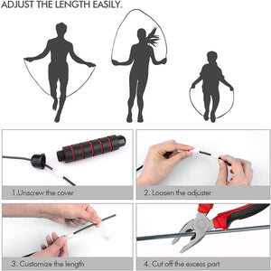 Tangle-Free Rapid Speed Jumping Rope Cable With Ball Bearings Steel Skipping Rope Adjustable Rapid Speed Jumping Ropes Cable Foam Handles Steel Jump Ropes For Gym Fitness Home Exercise
