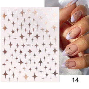 Gold Christmas Snowflake 3D Nail Stickers Sparkly Iridescent Silver Xmas Tree Elk Deer Transfer Sliders Winter Nails Accessories Design Decor Tip Transfer Nail Decals Sticker For Pretty Girl Self-Adhesive Nail Decals Designer Nail Stickers