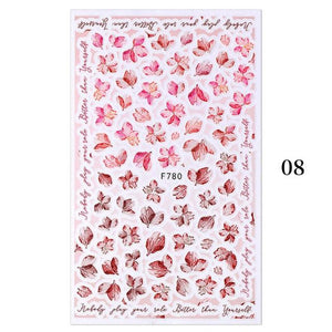 Flowers Leaves Line 3D Nail Stickers Autumn Winter Fall Leaf Design Transfer Sliders Abstract Waves Nail Art Decals Manicures  Decal Self-Adhesive 3D Wave Design Decoration for Women Girls Tape Nail Art Stickers Decal Decoration