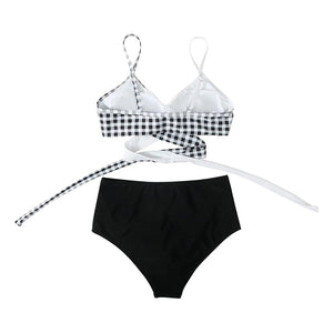Modern Floral Bikini 2 Pieces Flower Print Bikini Set Women Crisscross High Waist String 2 Piece Bathing Suits High Waist Women's Swimsuit Shorts Solid Bikini Floral Summer Bikini Set