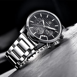 Luxury Steel Sports Men's Watches Business Design Leather Band Wrist Watch Military Quartz