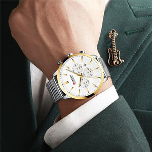 Unisex Elegant  Stainless Steel Watch With  Chronometer And Date Display Excellent Design Perfect Gift