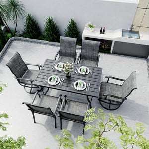 Lume Textilene Outdoor Dining Set, 7-Piece, 2 Swivel