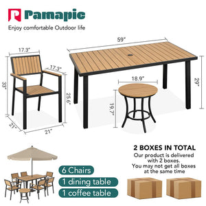 Grain Outdoor Dining Set, 8-Piece, Walnut