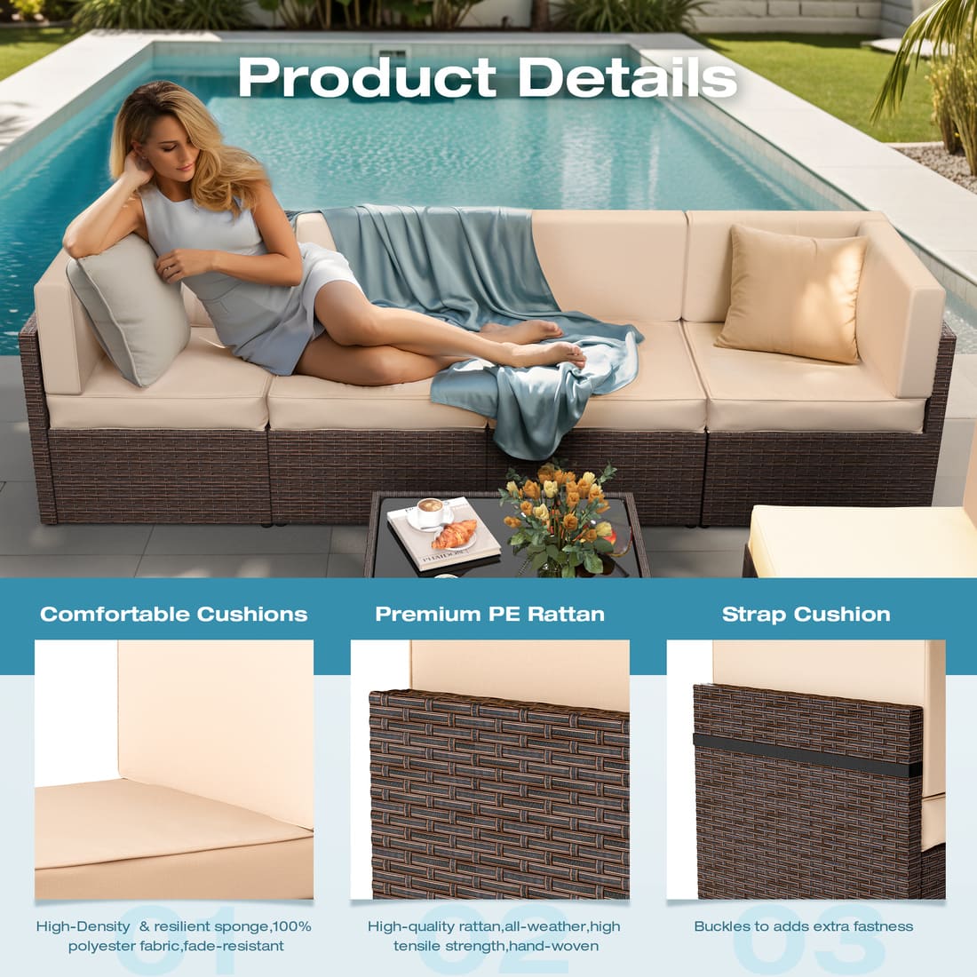 Axis 106.2" Classic Outdoor Sectional Set, 7-Piece